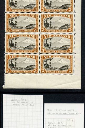 New Zealand SG590c 3/- Mult Wmk Perf 14 x 13.5 Block of 20 (16 x U/M)