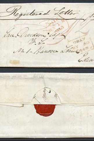 1843 (30 May) Entire to Edinburgh Registered Letter rated 1/2 Very Fine
