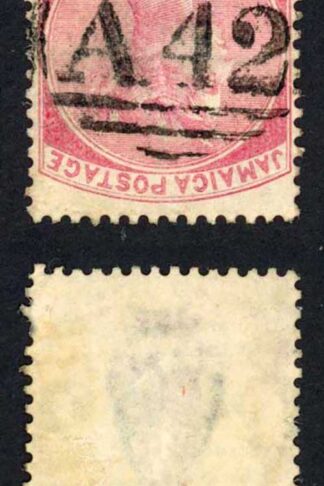 Jamaica SG2 2d rose wmk pineapple A42 Golden Spring pmk cat 55 pounds