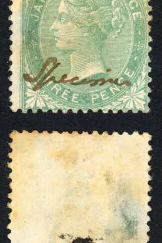 Jamaica SG3 3d Green wmk Pineapple with Manuscript Specimen