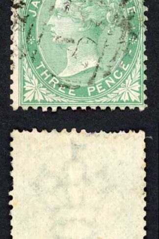 Jamaica SG10 3d Green Wmk Crown CC Fine used cat 11 pounds