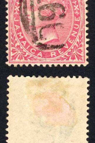 Jamaica SGF3 1d postal Fiscal Wmk Crown CA (sideways) A66 Port Maria Pmk