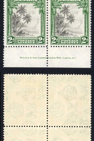 Jamaica SG111 1932 2d Black and Green Block of Four 3 x U/M Cat 160+ pounds