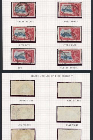 Jamaica SG 1d Silver Jubilee Page of Postmarks