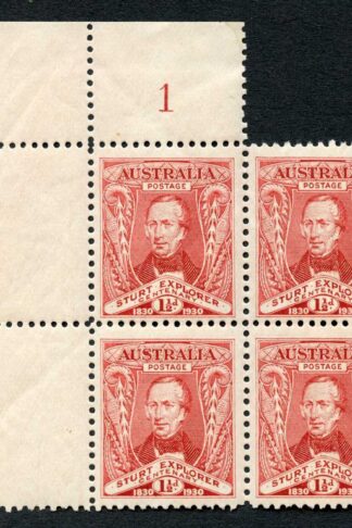 Australia SG117 1 1/2d 1930 Centenary Plate 1 Block U/M