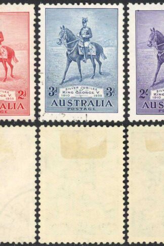 Australia SG156/58 1935 Silver Jubilee CTO (3d and 2/- m/m) Cat 55 pounds