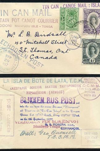 Togo 29 Sept 1937 TIN CAN MAIL