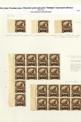 New Zealand SG586c 8d Chocolate Multiple Wmk S/ways Perf 12.5 Page of Flaws