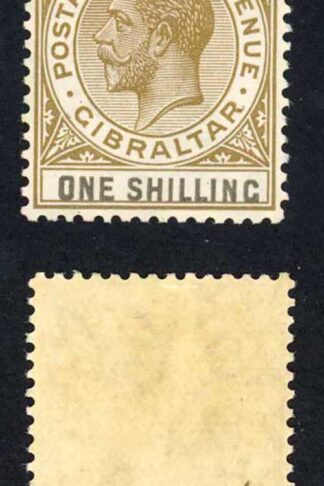 Gibraltar SG102a 1/- Olive and Black M/M Cat 15 pounds
