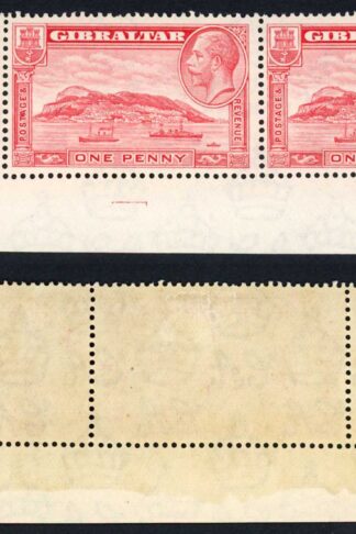 Gibraltar SG110a 1d Perf 13.5 Corner Strip of 3 (2 x U/M) Cat 66+++ pounds