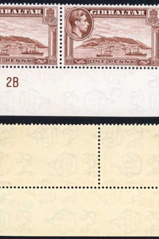 Gibraltar SG122c 1d Deep-brown Perf 13 Wmk S/ways M/M Plate Pair
