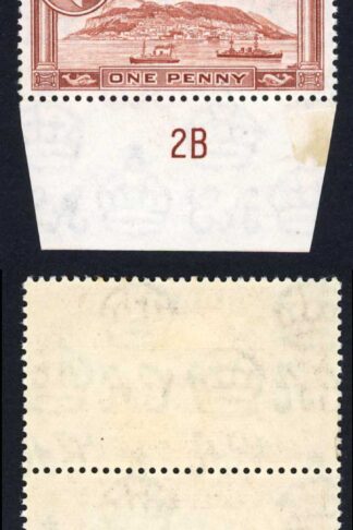 Gibraltar SG122b 1d Red-brown Perf 13 Wmk Upright M/M Plate Pair