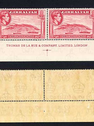 Gibraltar SG123 1 1/2d Carmine Perf 14 U/M Plate Strip Cat 210+++ pounds