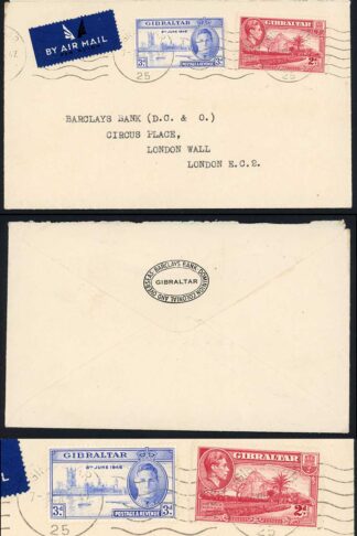 Gibraltar SG124c and SG133 on Airmail Cover