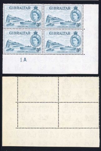 Gibraltar SG150 3d Light Blue U/M Plate Block 1a and Plate Block 1b