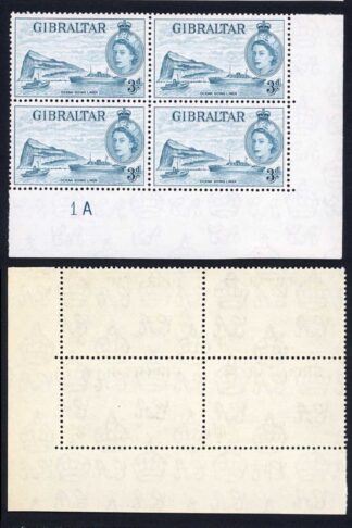 Gibraltar SG150 3d Light Blue U/M Plate Block 1a and Plate Block 1b