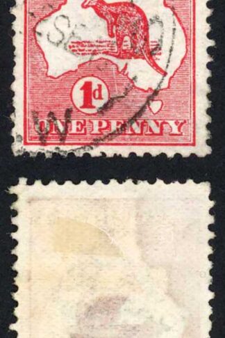Australia SG2var 1d die 1 Kangaroo 1st wmk Variety Scratch from L BW 2(B)e