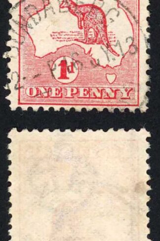 Australia SG2d 1d Kangaroo 1st wmk White Flaw by P of Postage BW 3(E)f