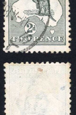 Australia SG3 2d Grey Kangaroo 1st wmk Die 1 Fine Used (tone spots)