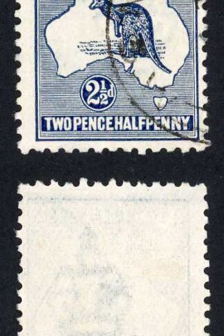 Australia SG36a 2 1/2d Deep Indigo Kangaroo 3rd wmk Cat 9 pounds