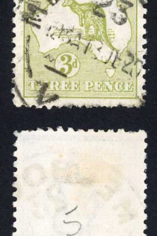 Australia SG5 3d Olive Die I Kangaroo 1st wmk Cat 11 pounds