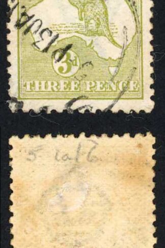 Australia SG5 3d Olive Die I Kangaroo 1st wmk Cat 11 pounds