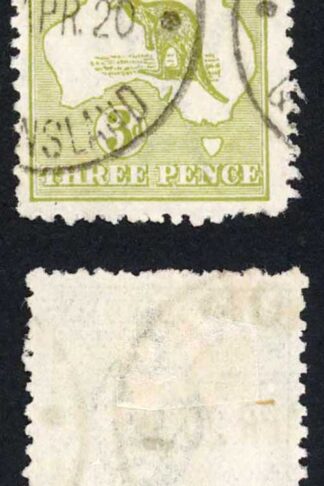 Australia SG5 3d Olive Die I Kangaroo 1st wmk Cat 11 pounds