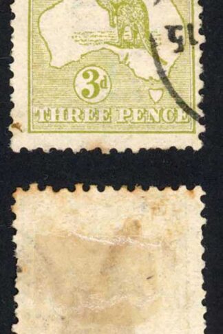 Australia SG5 3d Olive Die I Kangaroo 1st wmk Cat 11 pounds (toning)