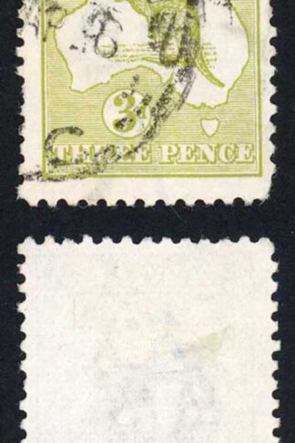 Australia SG5c 3d Yellow-Olive Die I Kangaroo 1st wmk Cat 11 pounds