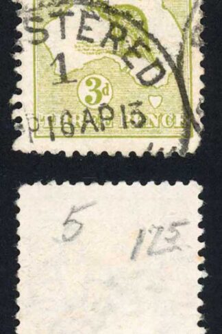 Australia SG5c 3d Yellow-Olive Die I Kangaroo 1st wmk Cat 11 pounds