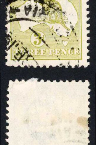 Australia SG5c 3d Yellow-Olive Die I Kangaroo 1st wmk Cat 11 pounds