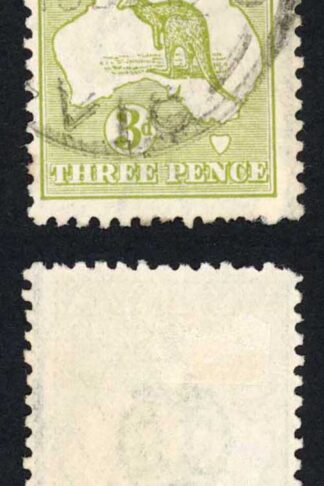 Australia SG37b 3d Olive-yellow Kangaroo 3rd wmk Cat 4.50 pounds