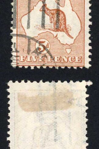 Australia SG8 5d Chestnut Kangaroo 1st wmk Die II Cat 48 pounds