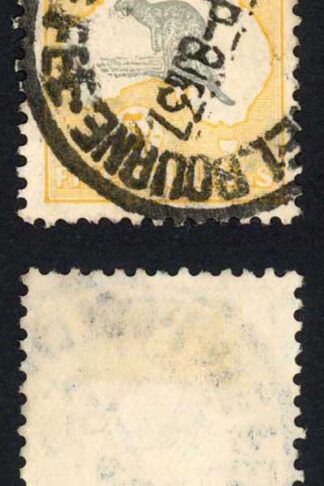 Australia SG111 5/- Grey and Deep Yellow Kangaroo Multiple wmk Cat 120 pounds