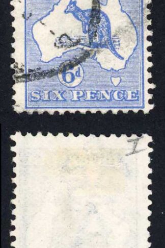 Australia SG9 6d Ultramarine Kangaroo 1st wmk Cat 20 pounds