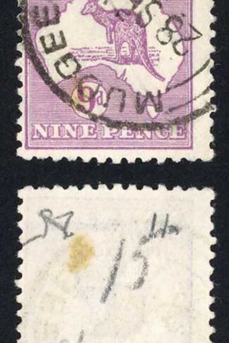 Australia SG39 9d Violet Kangaroo 3rd wmk Cat 11 pounds