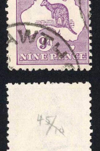 Australia SG39 9d Violet Kangaroo 3rd wmk Cat 11 pounds