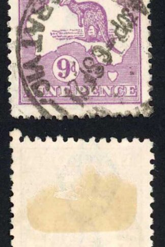 Australia SG39 9d Violet Kangaroo 3rd wmk Cat 11 pounds