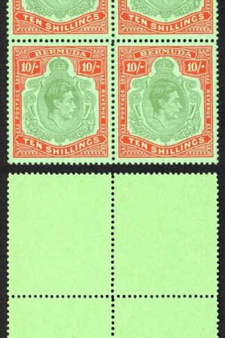 Bermuda SG119e 10/- SUPERB U/M Block Cat 160++ Pounds