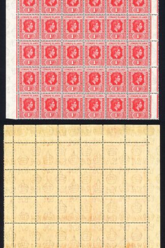 Leeward Is SG98 1d Scarlet DIE A Plate Block of 30 (28 x U/M) Cat 420++ pounds