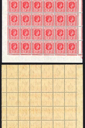 Leeward Is SG98 1d Scarlet DIE A Block of 30 (29 x U/M) Cat 420++ pounds