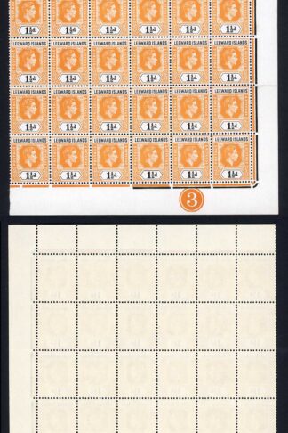 Leeward Is SG102 1 1/2d Orange and Black U/M Pane of 60 Cat 105+++ pounds