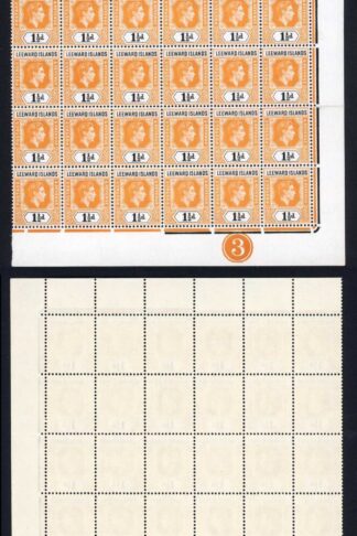 Leeward Is SG102 1 1/2d Orange and Black U/M Pane of 60 Cat 105+++ pounds