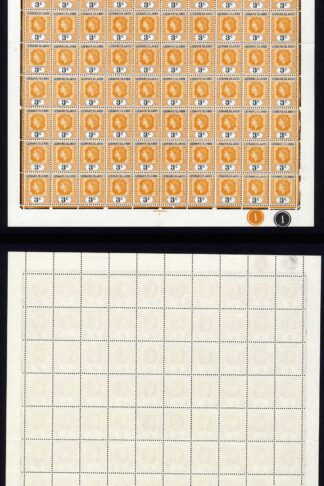 Leeward Is SG129/a 3c Sheet of 100 inc Loop Flaw U/M Cat 272.50