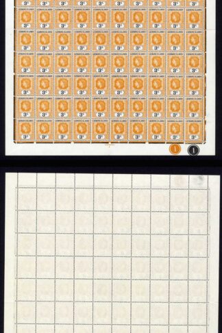 Leeward Is SG129/a 3c Sheet of 100 inc Loop Flaw U/M Cat 272.50