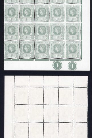 Leeward Is SG127/a 1c Grey Half Sheet of 50 U/M Cat 62.5