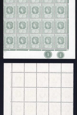 Leeward Is SG127/a 1c Grey Half Sheet of 50 U/M Cat 62.5