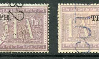 India Telegraph SG T24-5 1a and 2a opt TELEGRAPH Left and Right halves Cat 179