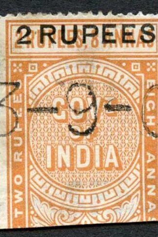 India Telegraph SGT52 2r on 2r8a orange Cat 10 pounds Numeral Cancel