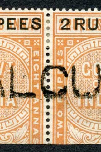 India Telegraph SGT52 2r on 2r8a orange Cat 20 pounds Calcutta Cancel